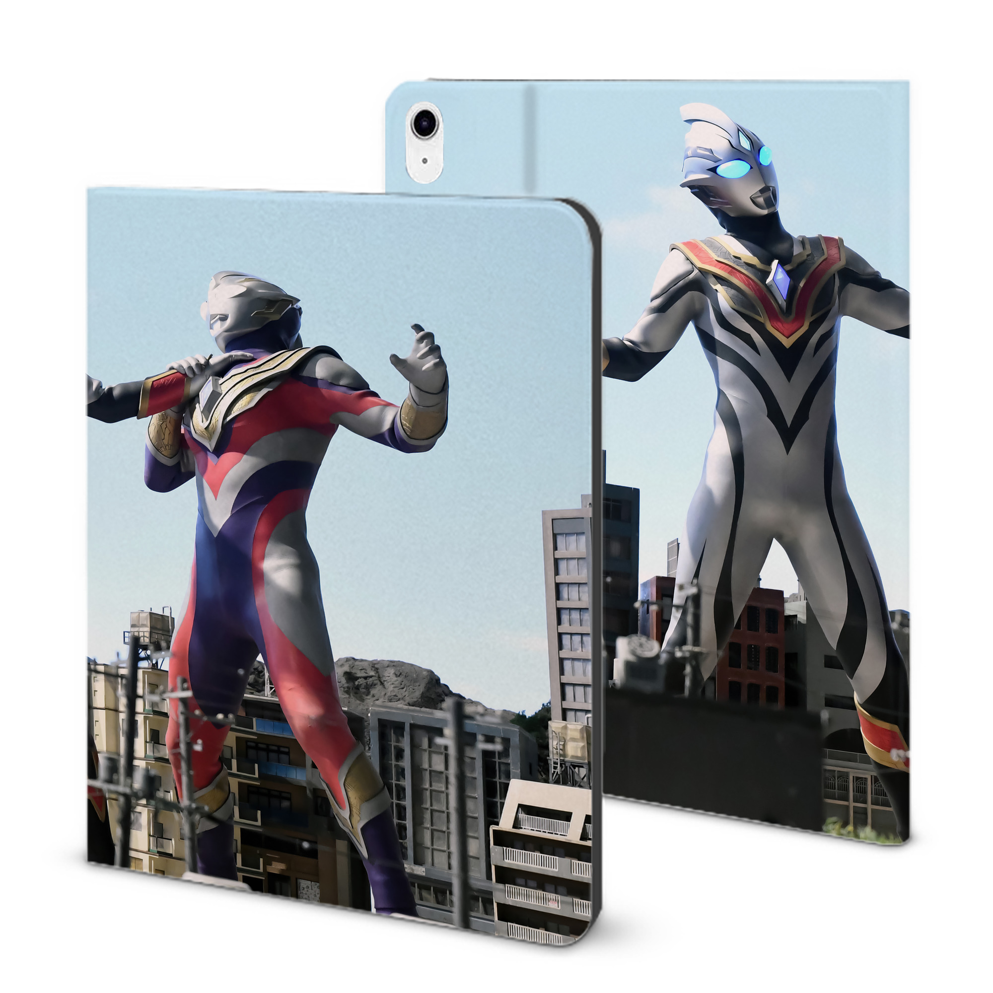 （画像用） ウルトラマン Ultraman IPad ケース ブック型 PUレザー TPU 耐衝撃 軽量 薄型 ペン収納なし 全面保護 IPad 各モデル対応